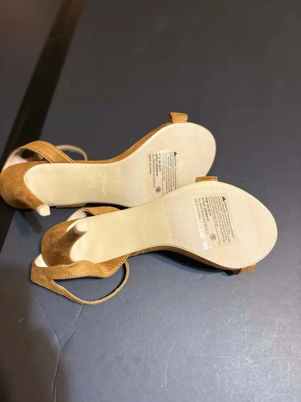 Forever Sienna-01 Brown Suede Ankle Strap Stiletto High Heel Sandals Size 10